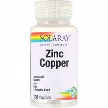 Витамины Solaray Zinc Copper Цинк и медь 100 капсул