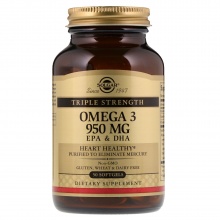 Антиоксидант Solgar Omega-3, ЭПК и ДГК, тройная сила 950 мг 50 капсул