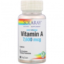 Витамины Solaray A 7600 мг 60 капсул