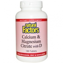 Витамины Natural Factors Calcium Magnesium citrate + D3 180 таблеток