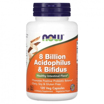 Пробиотик NOW 8 Billion Acidophilus + Bifidus 60 капсул